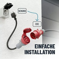 Adaptateur de chargeur EV portable, câble adaptateur, prise CEE femelle 3 trous vers prise d'alimentation Schuko 2 broches