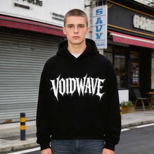 Felpa con Cappuccio Oversize con Stampa Gotica per Uomo, in Cotone Pesante, Stile Streetwear - Product Image 1