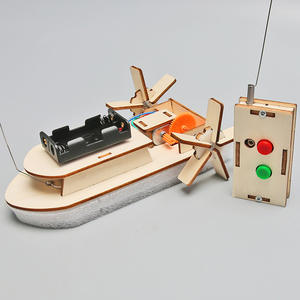 Jouets scientifiques faits à la main pour enfants, petite bateau à vapeur en bois à télécommande, puzzle STEAM, invention créative pour étudiants - Product Image 2