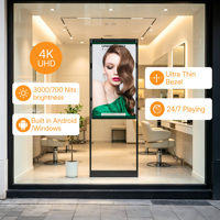 Señalización Digital para Ventanas Semi Exteriores con Doble Pantalla Legible Bajo la Luz Solar, 3000/700 nits, con Ajuste Automático de Brillo y CMS