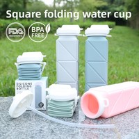 Bouteille d'eau pliable en silicone pour le sport en plein air, carrée, portable, 620 ml, sans BPA, pliable