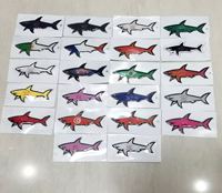 Autocollant en PVC écologique, motif requin de dessin animé, imperméable, imprimé UV, vernis brillant, décorations de mode pour les vacances de juillet, Gertrude CP