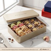 Boîte à gâteau carrée en métal avec logo personnalisé, boîtes à biscuits de qualité alimentaire pour biscuits, pain, en-cas, emballage cadeau