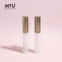 Tubes de brillant à lèvres vides avec bouchon à vis, forme luxueuse dorée brillante, logo personnalisé, pour baume à lèvres et huile repulpante, tube cosmétique en plastique pour soins de la peau