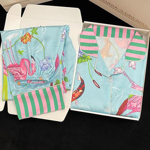 <span class=keywords><strong>Netflix</strong></span> Venta caliente Pijamas de mujer Modelos de primavera y verano Manga larga Senior Sense Flamingo Printing Home Set - Product Image 2