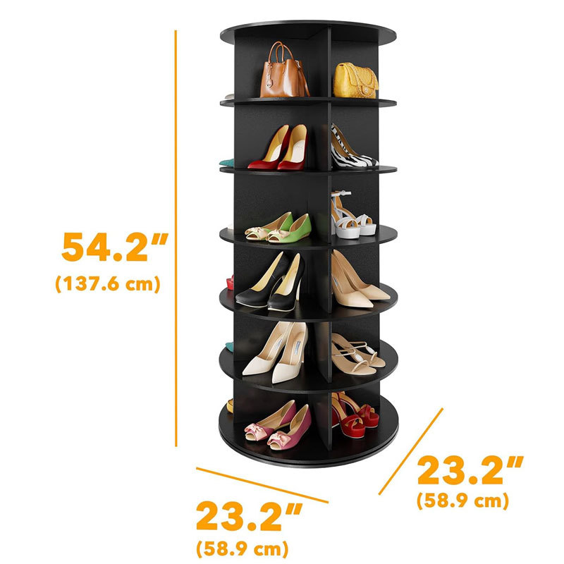Model A rotating shoe rack, 6 layers (PVC board), black.