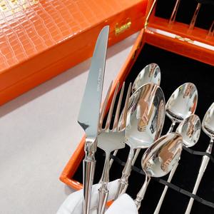 Ensemble de couverts de mariage en acier inoxydable plaqué or, design cube d'eau, 24 pièces, best-seller - Product Image 4