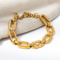 Bracelet en acier inoxydable plaqué or haut de gamme, étanche, fait main, géométrique, avec zircone, pour la vente en gros de bijoux