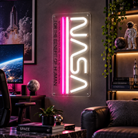 Enseigne néon Gozone en acrylique transparent avec texte imprimé, éclairage rose et blanc, décoration aérospatiale, enseigne murale personnalisée
