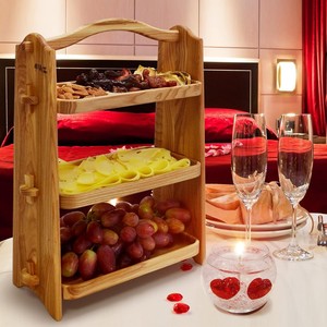 ถาดเสิร์ฟไม้ 3 ชั้น แบบพกพา สำหรับจัดเก็บผลไม้ ขนม และของใช้บนโต๊ะ - Product Image 1