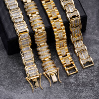 Neues Design Hochwertiger Schmuck 10mm Iced Out 5A Kubisches Zirkonium 925 Sterling Silber Uhrenarmband für Herren