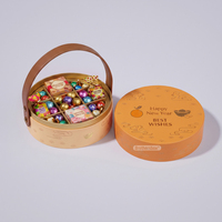 Emballage rigide personnalisé de luxe pour le Nouvel An chinois, chocolat, bonbons, boîte rigide avec couvercle fait main et poignée en cuir, recyclable
