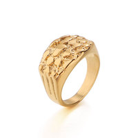 Trendige Eheringe aus 316L Edelstahl 14k 18k PVD Damen Herz Gold Nugget Ring für Männer und Frauen