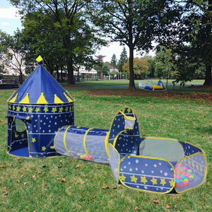 YF-Z601-3 3-en-1 Prince Princess Castle Tente de jeu Pop-up Tipi <span class=keywords><strong>Tunnel</strong></span> avec <span class=keywords><strong>piscine</strong></span> à balles pour jouer en plein air pour garçons filles Tissu fabriqué - Product Image 3