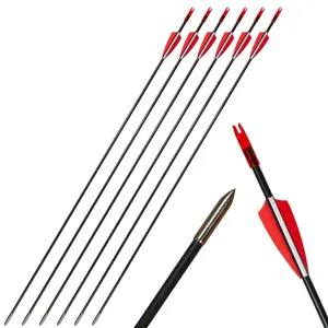 12pcs 28/30/31 Inch OD7mm Spine 800 Fiberglass Arrows For Recurve Bow Archery Hunting