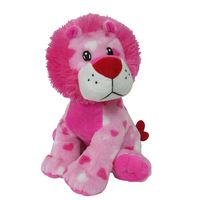 Nouveau cadeau de la Saint-Valentin à la mode Sac à dos en forme de lion rose Oreiller en peluche douce pour le soulagement du stress Sac à bonbons