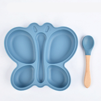 Ventes chaudes Articles pour bébés Vaisselle en silicone personnalisée Ensembles de repas Ensembles pour nouveau-nés Cadeau Assiettes Ensembles Style animal mignon