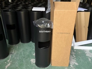 <span class=keywords><strong>Poubelle</strong></span> d'intérieur commerciale ventilée en acier inoxydable avec distributeur de lingettes humides désinfectantes - Product Image 4
