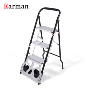 Escalera de aluminio plegable 2 en 1 de 3 escalones para camión, carrito portátil de alta resistencia, dos ruedas, gran oferta - Product Image 6