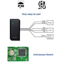 Sistema de Control de Acceso Programable Independiente de 6 Cables de Fácil Instalación, 2000 Usuarios, Lector RFID Económico a Prueba de Agua con Tarjeta EM de 125 KHz
