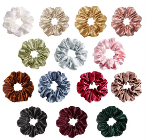 Chouchous en tissu de soie, élastiques à <span class=keywords><strong>cheveux</strong></span> super grands pour femmes, couleur unie, porte-queue de cheval, mode coréenne douce, faits à la main sur mesure - Product Image 5