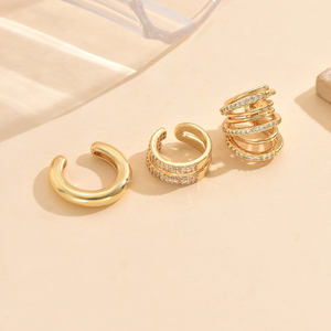 Conjunto de pendientes no perforados de circón de cobre con Clip para mujer de alta calidad, aros geométricos de nuevo estilo, regalo de moda - Product Image 4