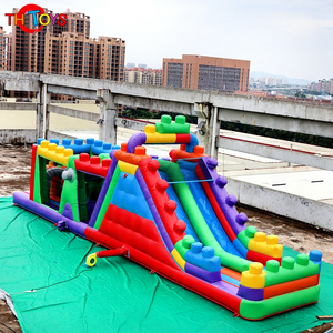 Château gonflable de trampoline de parc d'obstacles de guerrier de ninja pour des enfants 15x3x5m PVC et nylon géants capacité de 10 enfants - Product Image 1