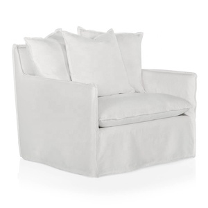 Housses extensibles pour canapé 1 siège, en lin <span class=keywords><strong>blanc</strong></span>, tissu naturel, de haute qualité, 1 pièce - Product Image 4
