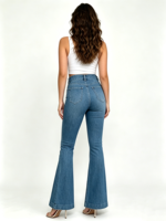 Jean évasé à lacets pour femme, taille haute, effet push-up, en denim, sexy, micro-évasé, coupe large, style streetwear