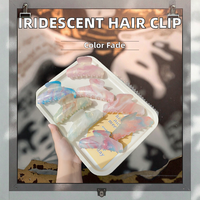 Jepit Rambut Cakar Akrilik Bentuk Gigi Kreatif Baru, Warna Putih Iridescent, Geometris, Fashion Unisex, Untuk Penggunaan Sehari-hari