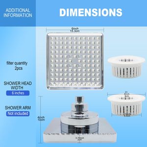 Высокой насадки для душа, 6 дюймов, с 2 фильтрами для воды - Product Image 6