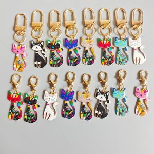 Llavero con colgante de gatito impreso en aleación, modelo Cat-8, para Halloween, comercio transfronterizo, artículos ligeros para bolsos pequeños y pequeños regalos, disponible. - Product Image 1