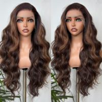 Perruque synthétique couleur lin, résistante à la chaleur, longue, ondulée, bouclée, 13x6, avec dentelle frontale, brun cendré clair, haute qualité