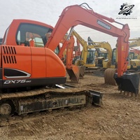 En stock, excavatrice sur chenilles DOOSAN DX75 d'occasion, 7,5 tonnes, excavatrice hydraulique pour projets de construction urbaine et agricole