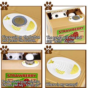 Salvadanaio Creativo AJF a Forma di Fragola in Plastica con Funzione Automatica di Prelevamento Monete, Parlante in Inglese, Regalo per Bambini - Product Image 6