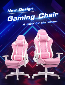 Chaise de jeu ergonomique pivotante réglable en hauteur en cuir synthétique de luxe à prix abordable 5934 Rose - Product Image 3