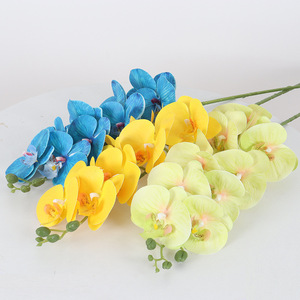 Orchidées artificielles Phalaenopsis Jessie à 9 têtes, blanches et jaunes, pour la décoration de la maison, de l'hôtel et des mariages - Product Image 3