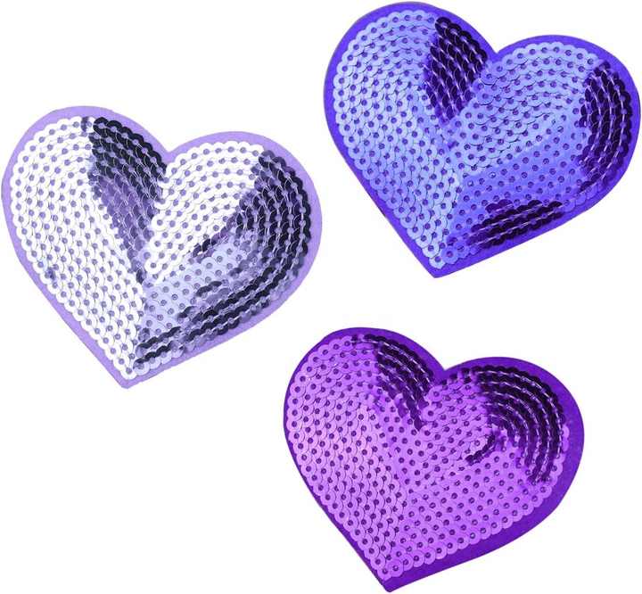 Embroidered Chenille Glitter Patch Custom Made Big Iron Loving Heart Smiling Face Pattern pink Chenille Sequins Patch