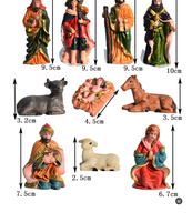 Résine artisanat dix pièces nativité ensemble berceau Statue Figurines religieuses décor à la maison vacances Souvenirs cadeau