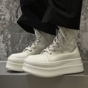Bottes à enfiler de style formel rouges pour femmes et hommes à semelle épaisse et montantes - Nouvelle tendance toutes saisons - Product Image 2