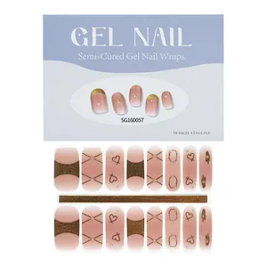 Huizi alta qualidade lâmpada UV Francês semi curado Gel Unhas tiras Não-Tóxico Longa Duração semi curado Gel Unhas Wraps e gel de unha polis