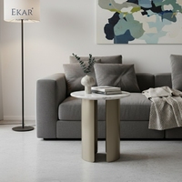 Ekar Furniture Table d'appoint moderne avec base en acier inoxydable et dessus en marbre pour le salon