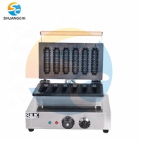Machine à gaufres sur bâtonnets antiadhésive en acier inoxydable, 6 pièces, pour gaufres sur bâtonnets et hot-dogs, usage domestique et commercial