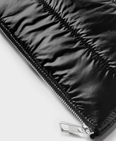 OEM Gesteppte Reise-Kulturtasche, Puffy Beauty Clutch für Damen, Schwarze Glänzende Nylon-Puffer Make-up Organizer Handtasche