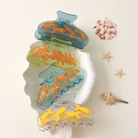 Pince à cheveux YJL 9CM motif aquarium, en acétate, transparente, couleur unie, créative, vente en gros