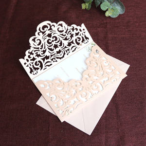 Carte d'invitation de <span class=keywords><strong>mariage</strong></span> <span class=keywords><strong>romantique</strong></span> imprimable, cartes découpe Laser de luxe, rose, 1 pièce - Product Image 3