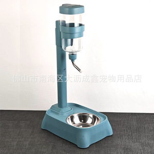 Dispensador automático de agua para mascotas con tazón de acero inoxidable y tazón de cerámica para gatos y perros en verde oliva y azul lago - Product Image 3