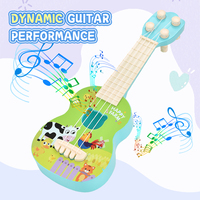 Kids Educational Music Toys Guitar Cartoon Animal Four-String Guitar Ukulele 10-Inch Musical Instruments for Baby Gifts