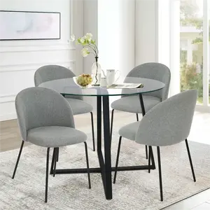 Mobiliário moderno de luxo da fábrica, vidro temperado de luxo, mesa de jantar com 4 cadeiras, conjunto de sala de jantar