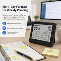 Kylendar Mini Calendrier Météo Intelligent à Écran E-Paper 4,2 pouces, Horloge de Bureau avec Prévisions Multi-Villes pour le Télétravail, le Bureau et la Planification d'Équipe